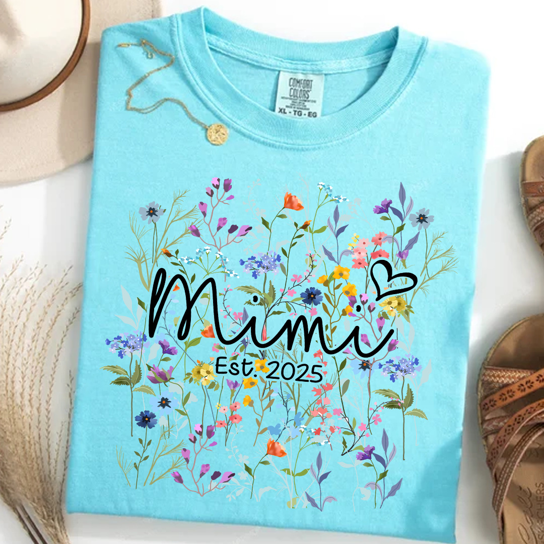 Comfort Colors® Mimi Heart Wildflower And Grandkids Shirt Gift for Grandma, Mother's Day, Birthday