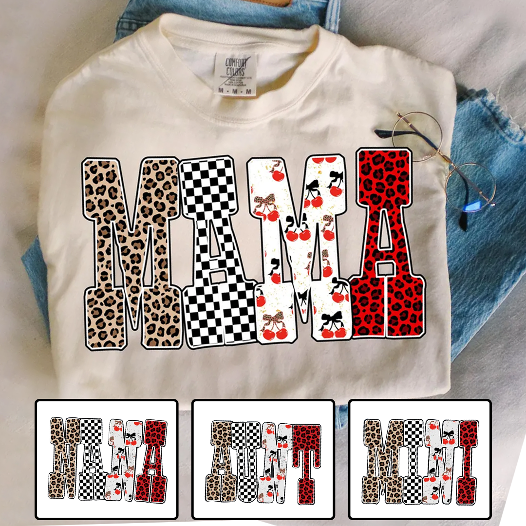 Trendy Mama Mini Nana Leopard Checker Cherry Letters Personalized
