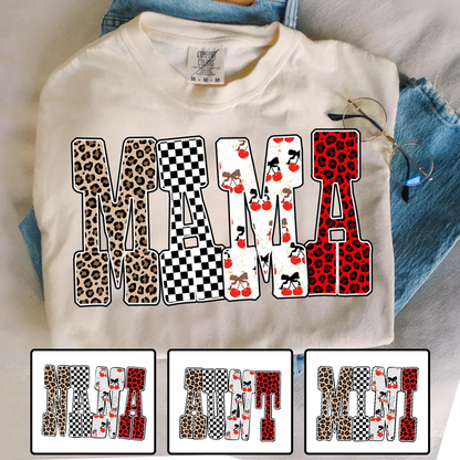 Trendy Mama Mini Nana Leopard Checker Cherry Letters Personalized