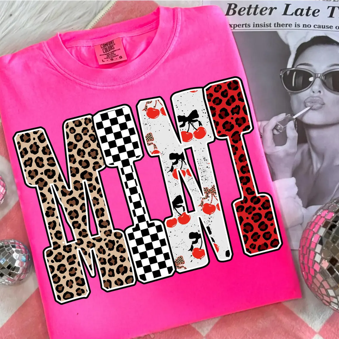 Trendy Mama Mini Nana Leopard Checker Cherry Letters Personalized