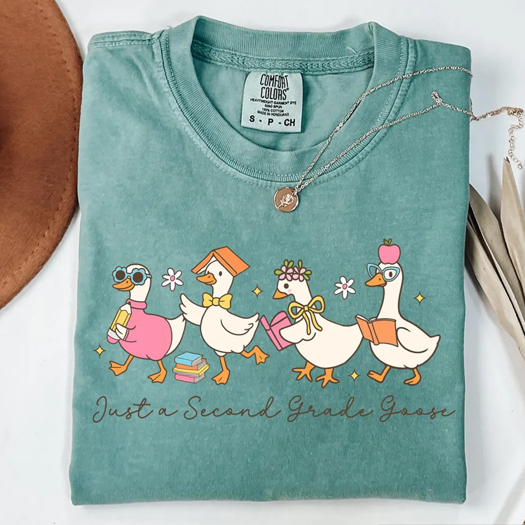 Back to School Goose Preppy Floral Pre-k 1st/2nd/3rd/4th Grade