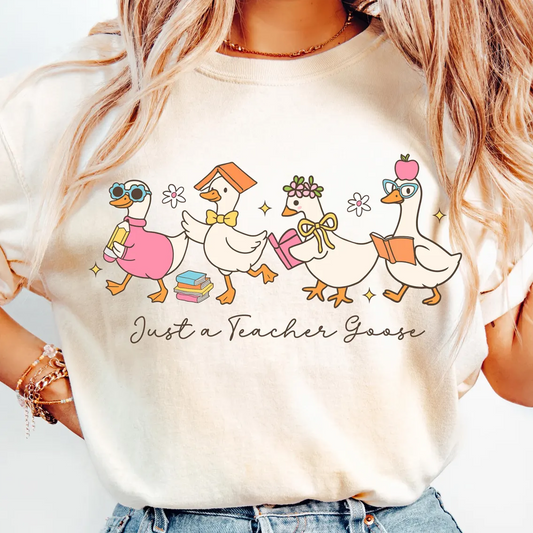 Back to School Goose Preppy Floral Pre-k 1st/2nd/3rd/4th Grade