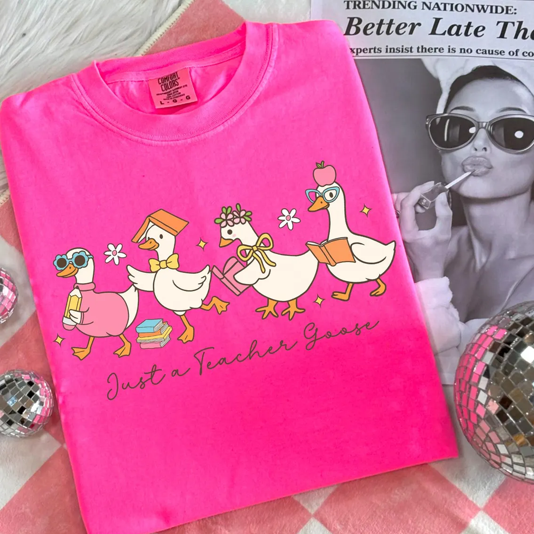 Back to School Goose Preppy Floral Pre-k 1st/2nd/3rd/4th Grade