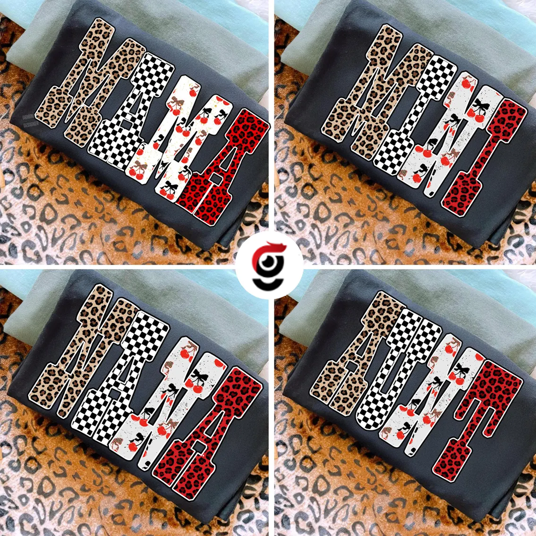 Trendy Mama Mini Nana Leopard Checker Cherry Letters Personalized