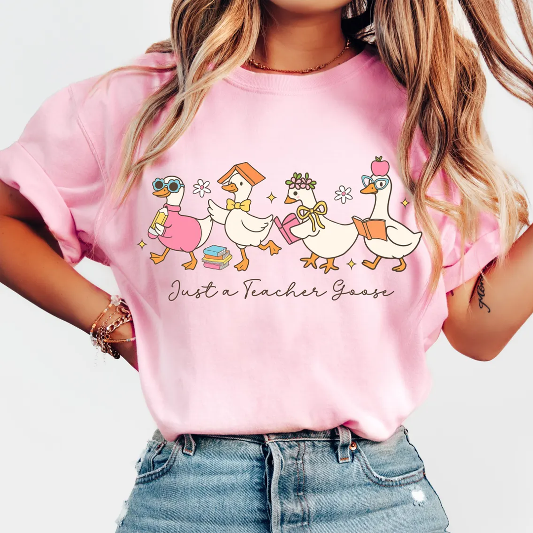 Back to School Goose Preppy Floral Pre-k 1st/2nd/3rd/4th Grade