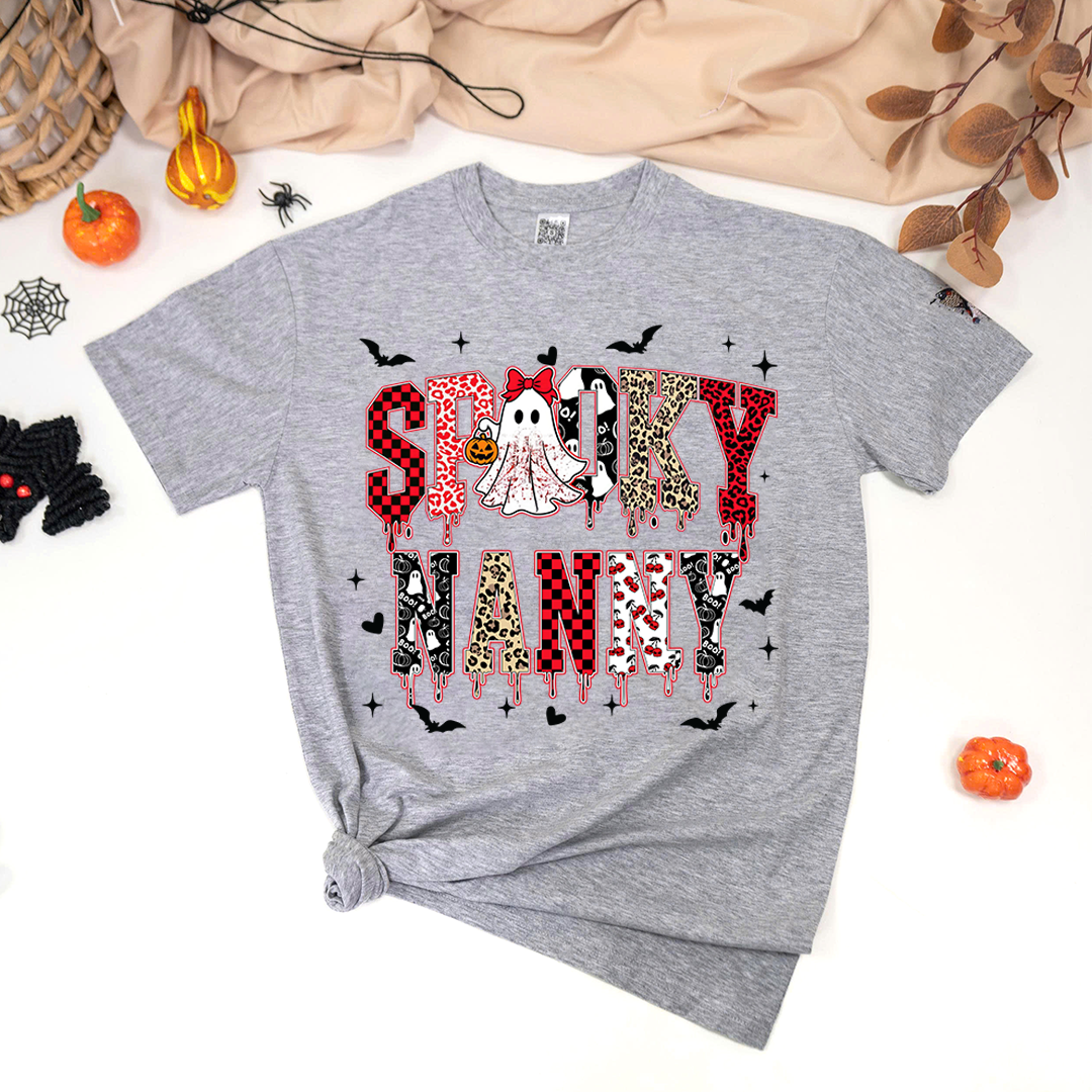 Custom Spooky Gigi And Grandkids Halloween Bow T-shirt