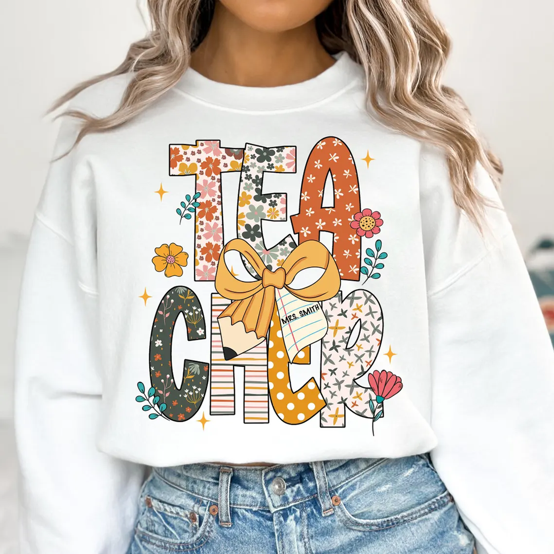 Floral Teacher Custom Teacher Name Back to School