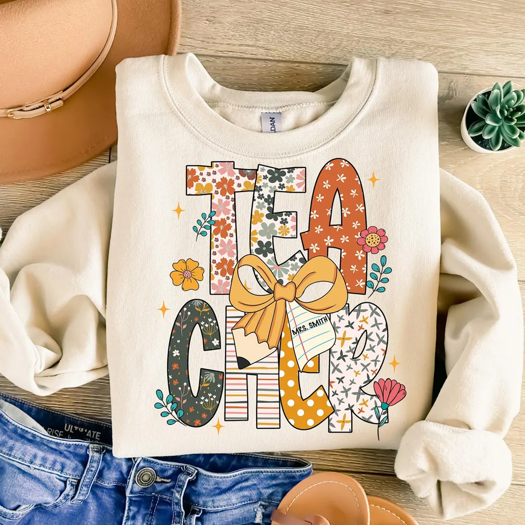 Floral Teacher Custom Teacher Name Back to School