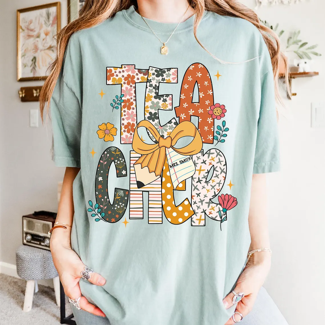 Floral Teacher Custom Teacher Name Back to School