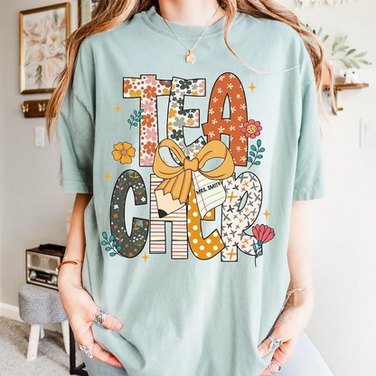 Floral Teacher Custom Teacher Name Back to School