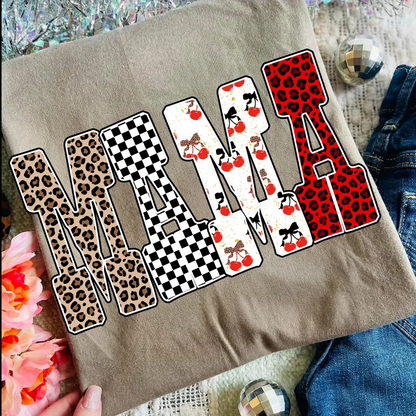 Trendy Mama Mini Nana Leopard Checker Cherry Letters Personalized