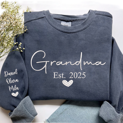 Custom Embroidered Grandma Nana Mimi Est And Grandkids