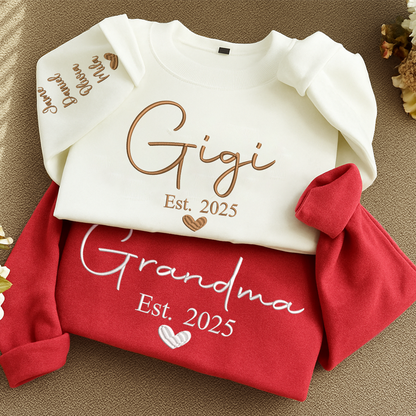 Custom Embroidered Grandma Nana Mimi Est And Grandkids