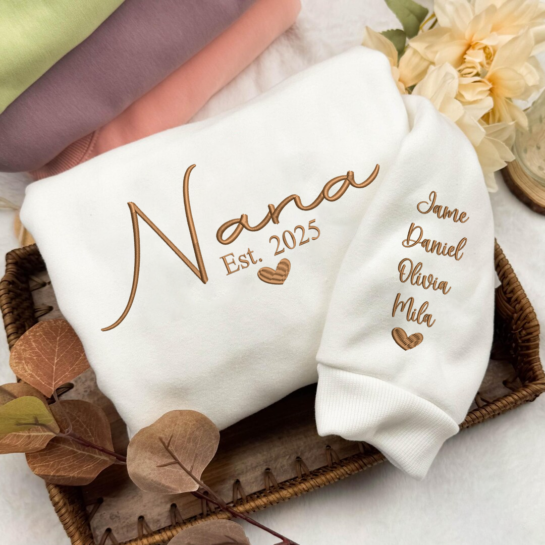 Custom Embroidered Grandma Nana Mimi Est And Grandkids