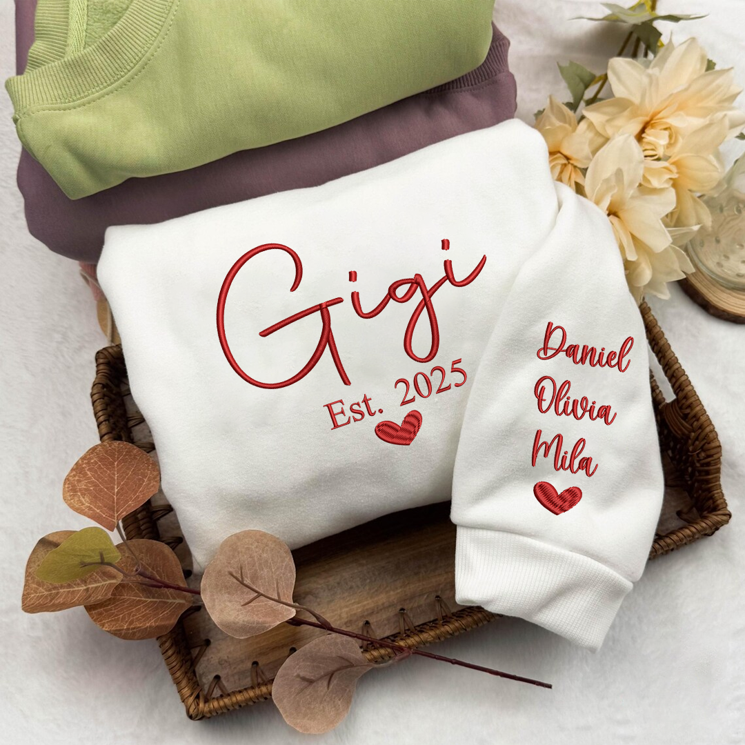 Custom Embroidered Grandma Nana Mimi Est And Grandkids