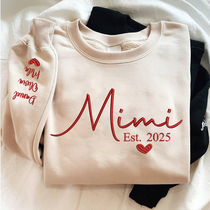 Custom Embroidered Grandma Nana Mimi Est And Grandkids