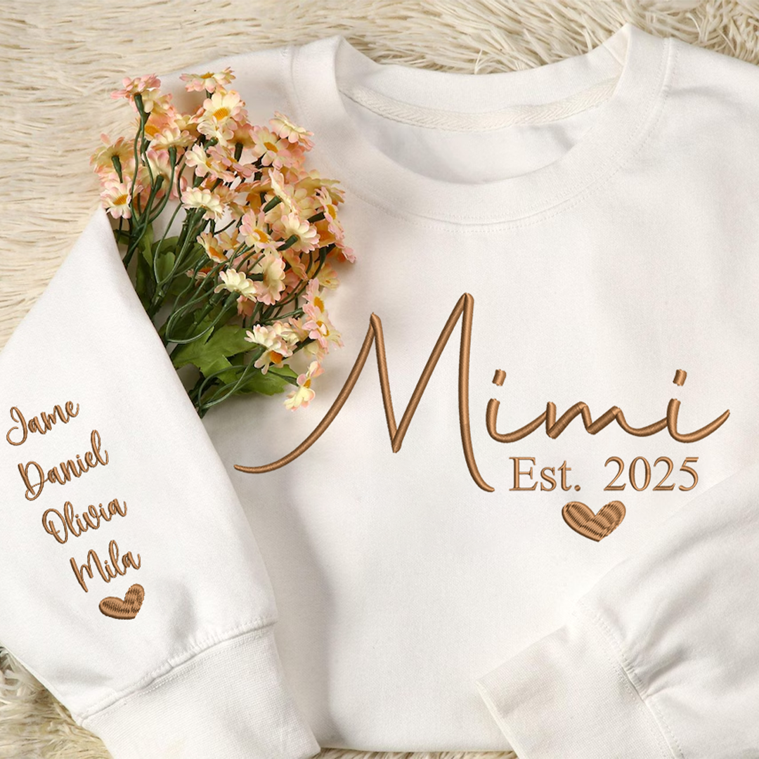 Custom Embroidered Grandma Nana Mimi Est And Grandkids