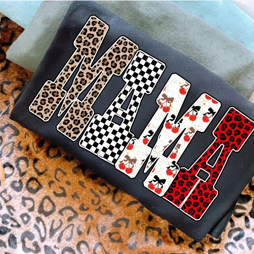 Trendy Mama Mini Nana Leopard Checker Cherry Letters Personalized
