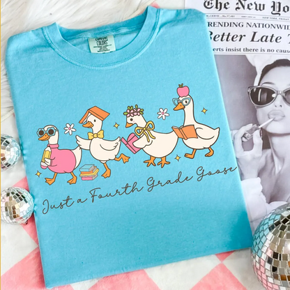 Back to School Goose Preppy Floral Pre-k 1st/2nd/3rd/4th Grade
