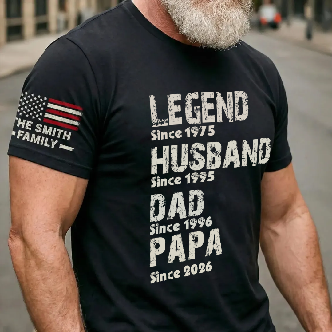 Legend Husband Dad Grandpa Personalize Family Custom Name T-Shirt
