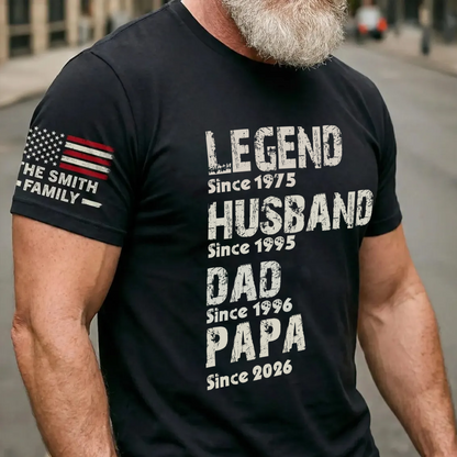 Legend Husband Dad Grandpa Personalize Family Custom Name T-Shirt