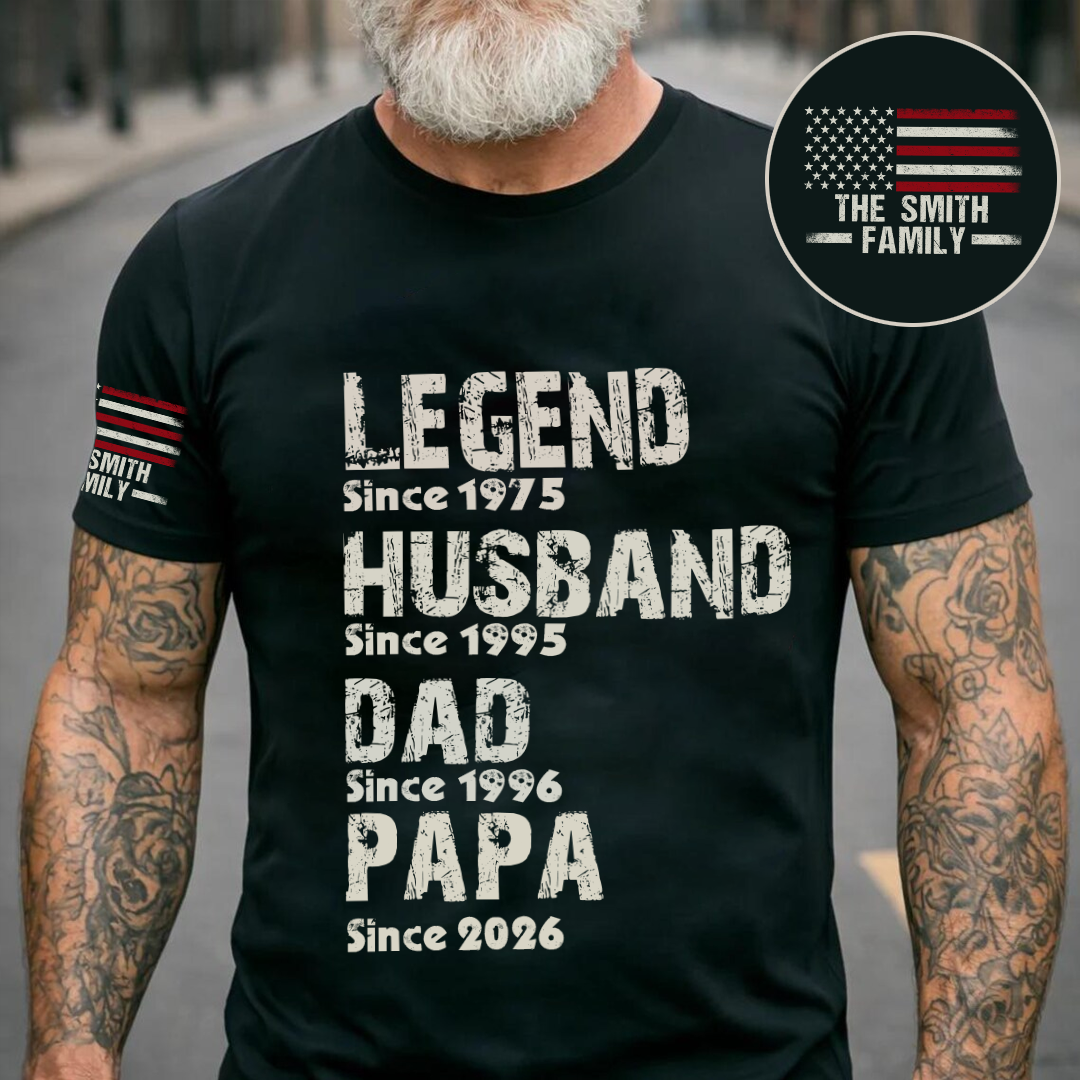Legend Husband Dad Grandpa Personalize Family Custom Name T-Shirt