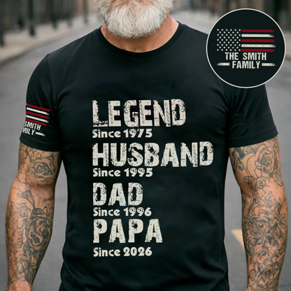 Legend Husband Dad Grandpa Personalize Family Custom Name T-Shirt