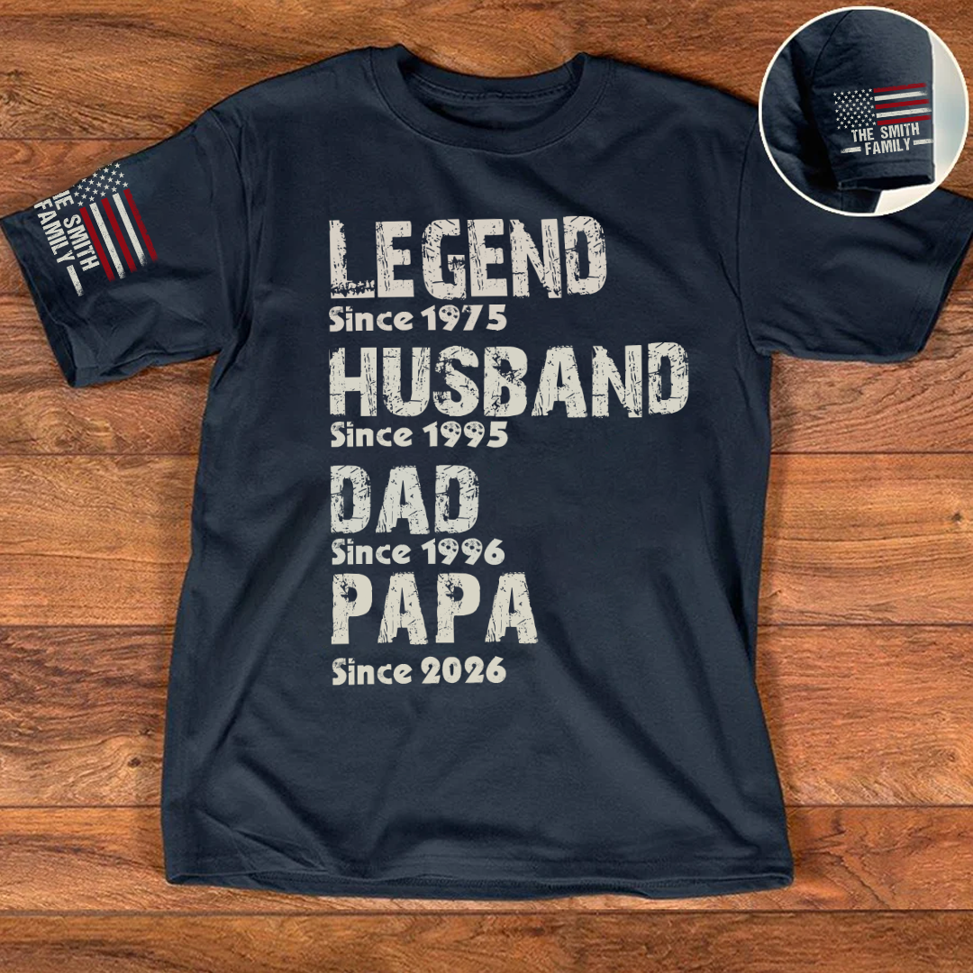 Legend Husband Dad Grandpa Personalize Family Custom Name T-Shirt