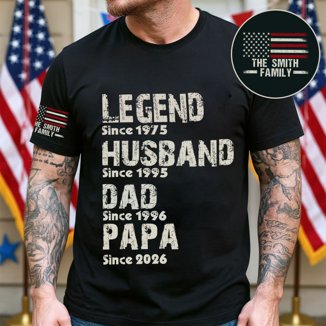 Legend Husband Dad Grandpa Personalize Family Custom Name T-Shirt