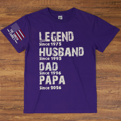 Legend Husband Dad Grandpa Personalize Family Custom Name T-Shirt