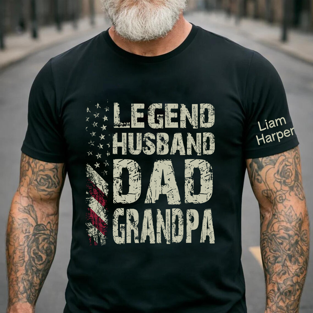 Legend Husband Dad Grandpa And Grandkids Custom Name, Gift Father's Day T-Shirt