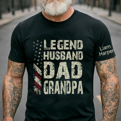 Legend Husband Dad Grandpa And Grandkids Custom Name, Gift Father's Day T-Shirt