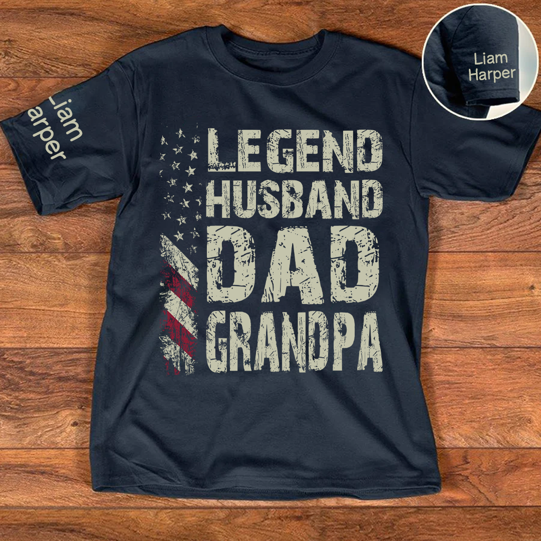 Legend Husband Dad Grandpa And Grandkids Custom Name, Gift Father's Day T-Shirt