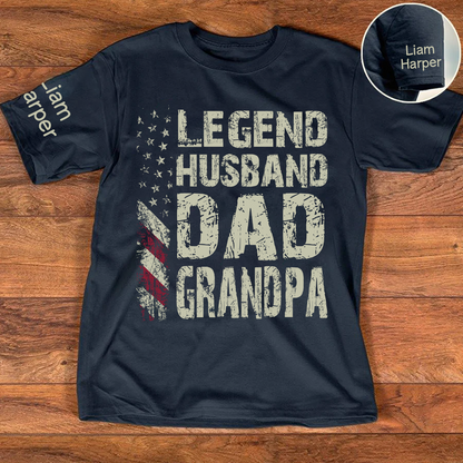 Legend Husband Dad Grandpa And Grandkids Custom Name, Gift Father's Day T-Shirt