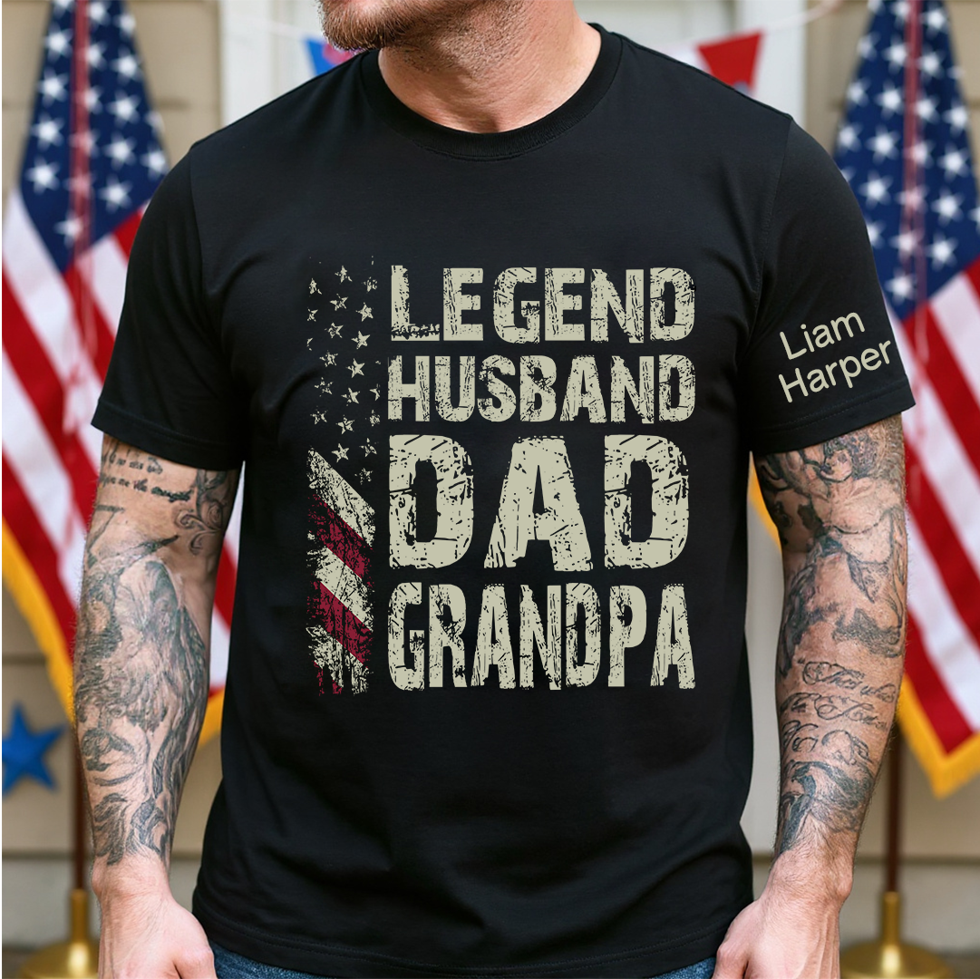 Legend Husband Dad Grandpa And Grandkids Custom Name, Gift Father's Day T-Shirt
