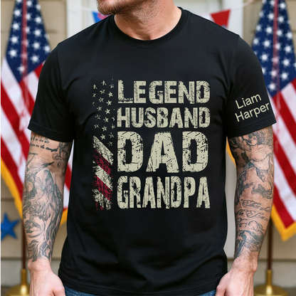 Legend Husband Dad Grandpa And Grandkids Custom Name, Gift Father's Day T-Shirt
