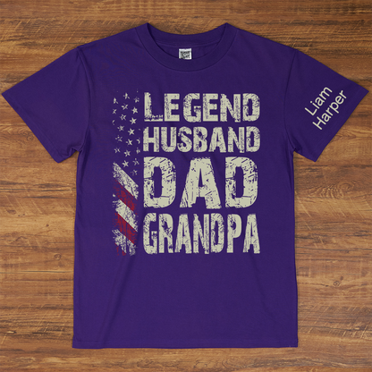 Legend Husband Dad Grandpa And Grandkids Custom Name, Gift Father's Day T-Shirt