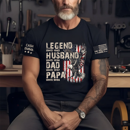 Legend Husband Dad Papa Family Personalized Gift Fathers Day T-shirt