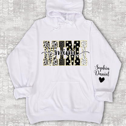 Leopard Gigi Custom Grandma, Mimi, Mama and Grandkids On Sleeve Shirt