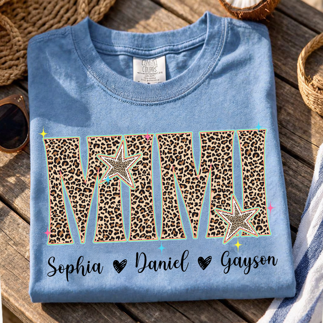Comfort Colors® T-shirt Leopard Salty Mimi, Trendy Summer Mimi and Grandkids