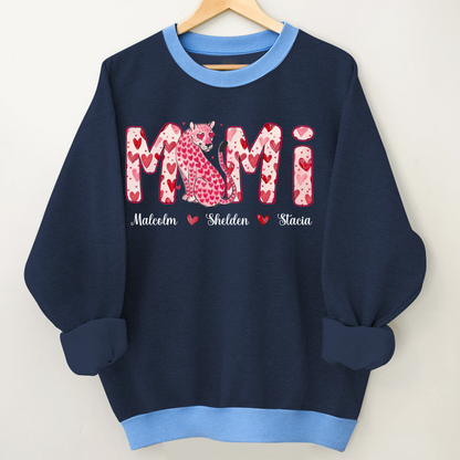 Leopard Valentine's Mimi, Personalized Mimi and Grandkids Heart Shirt