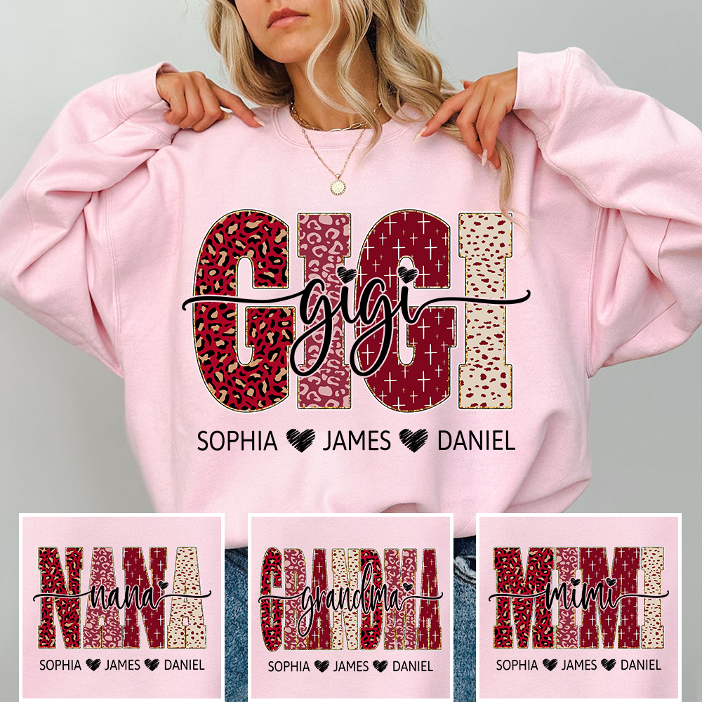 Personalized Gigi Sweatshirt with Kids Names, Valentine Grandma Gift Crewneck