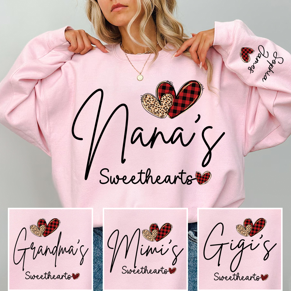 Nana’s Sweethearts Personalized Sweatshirt With Grandkids Names, Custom Grandma Crewneck Gift
