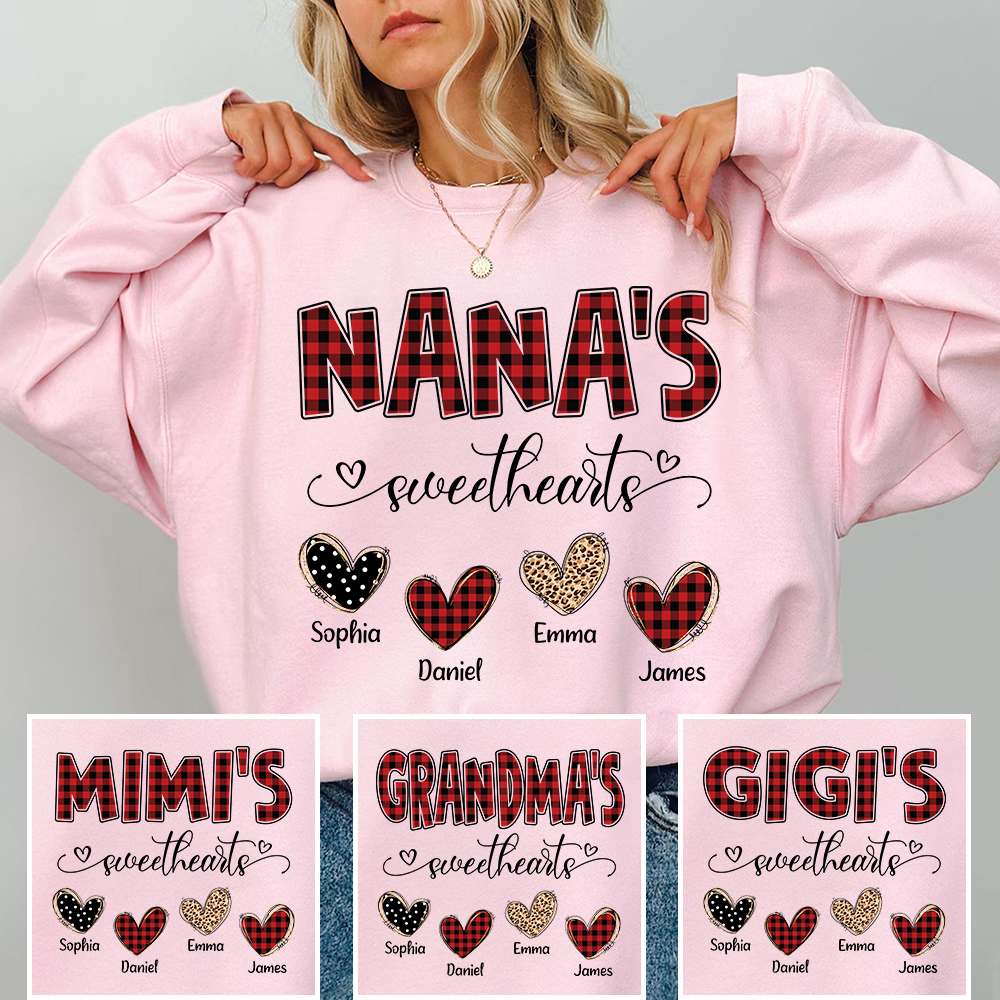 Nana’s Sweethearts Personalized Sweatshirt, Custom Grandma Sweatshirt With Grandchildren Names
