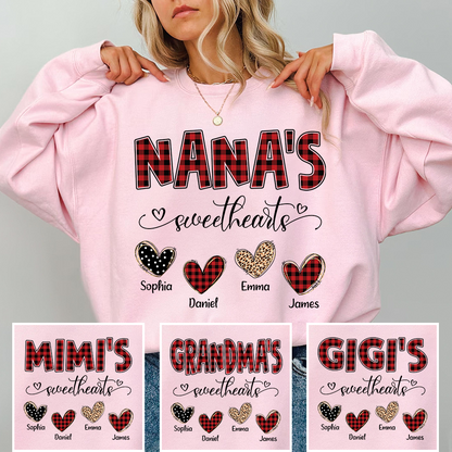 Nana’s Sweethearts Personalized Sweatshirt, Custom Grandma Sweatshirt With Grandchildren Names