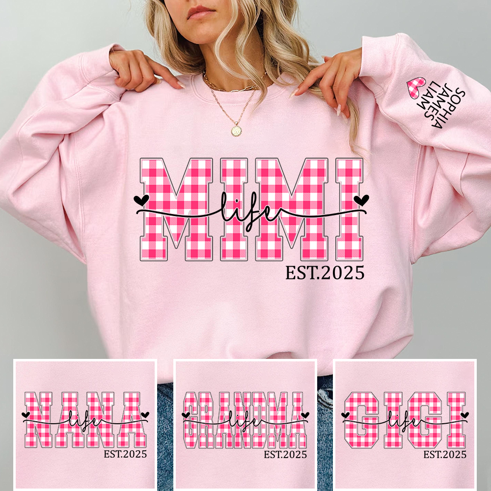 Personalized Mimi Life Sweatshirt EST 2025, Custom Grandma Crewneck with Grandkids Names, Mimi Valentine Gift