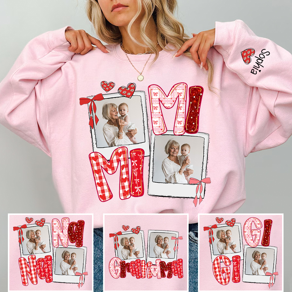 Personalized Mimi Photo Sweatshirt, Custom Grandma Crewneck with Grandbaby Pictures, Mimi Valentine Family Gift