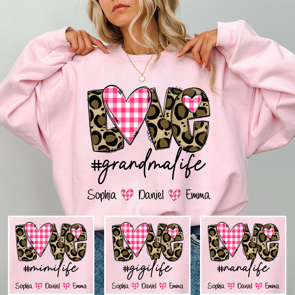 Personalized Grandma Sweatshirt Love Grandmalife with Names, Custom Family Crewneck
