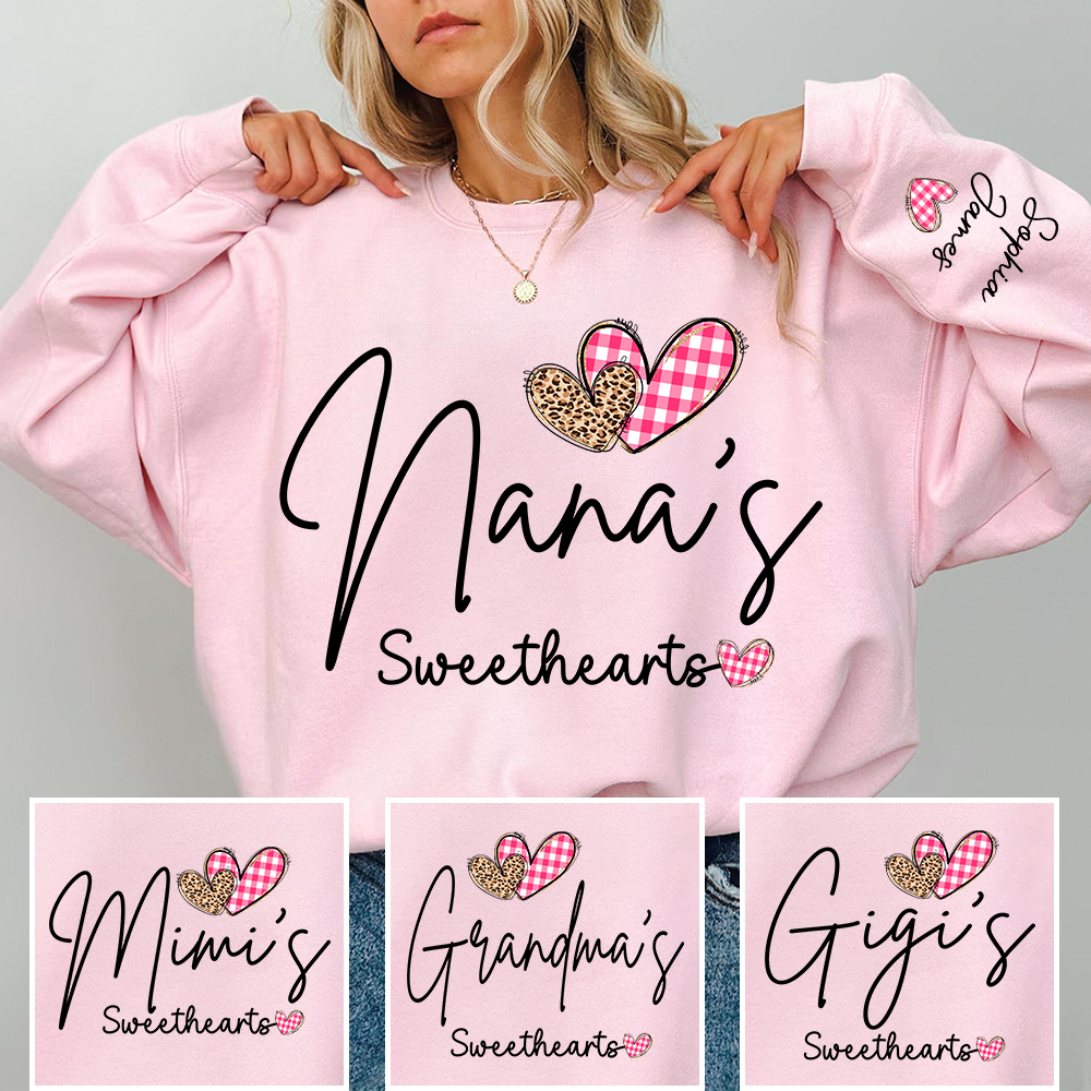 Custom Nana’s Sweethearts Sweatshirt, Valentine Gift for Grandma with Names