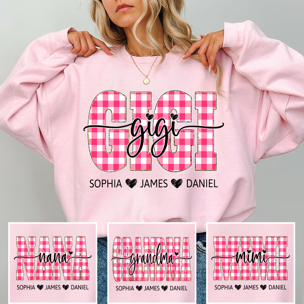 Personalized Gigi Sweatshirt with Grandkids Names, Custom Grandma Crewneck, Gigi Valentine Family Gift